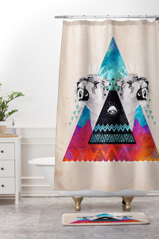 Kangarui Fierce Lion Shower Curtain And Mat