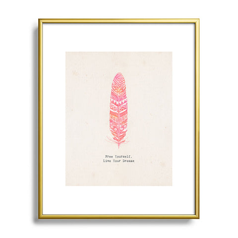 Kangarui Free Yourself Feather Metal Framed Art Print