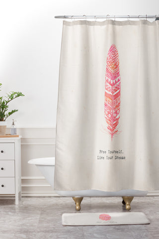 Kangarui Free Yourself Feather Shower Curtain And Mat