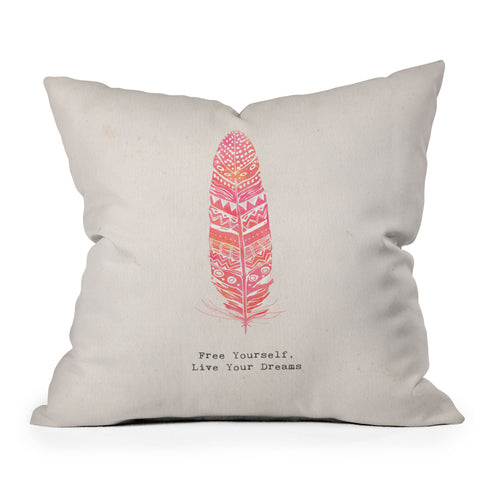 Kangarui Free Yourself Feather Throw Pillow