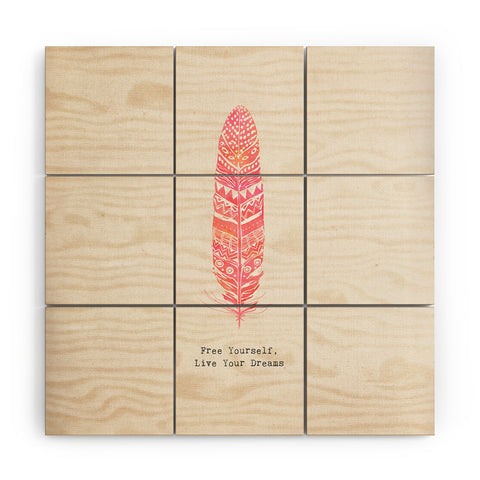 Kangarui Free Yourself Feather Wood Wall Mural