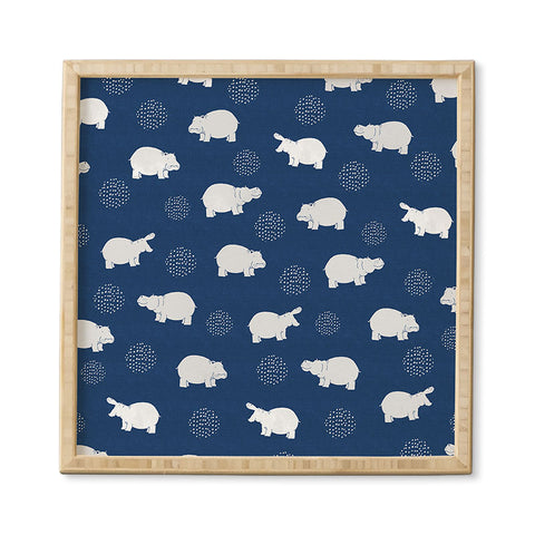 Kangarui Happy Hippo Blue Framed Wall Art