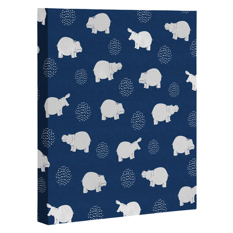 Kangarui Happy Hippo Blue Art Canvas