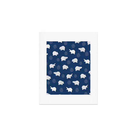 Kangarui Happy Hippo Blue Art Print