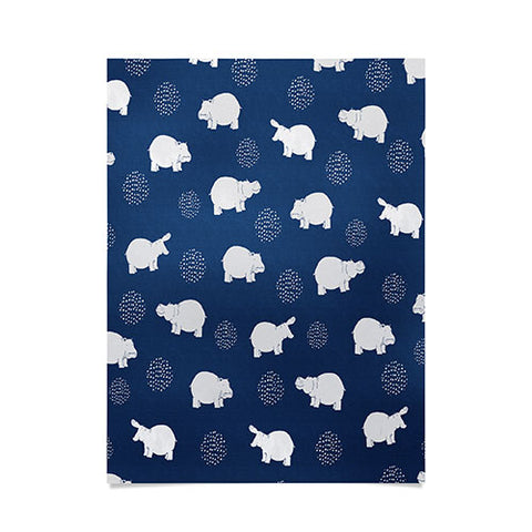 Kangarui Happy Hippo Blue Poster
