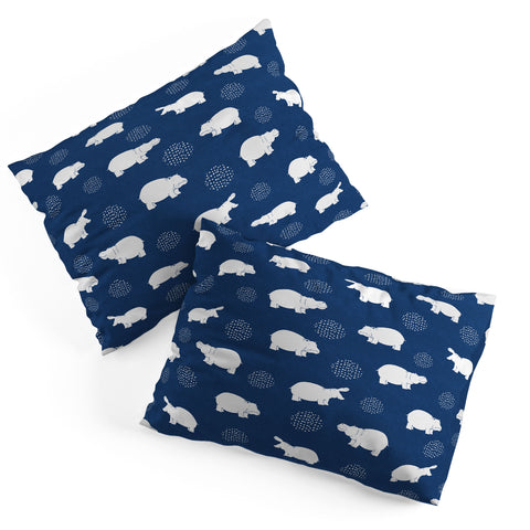 Kangarui Happy Hippo Blue Pillow Shams