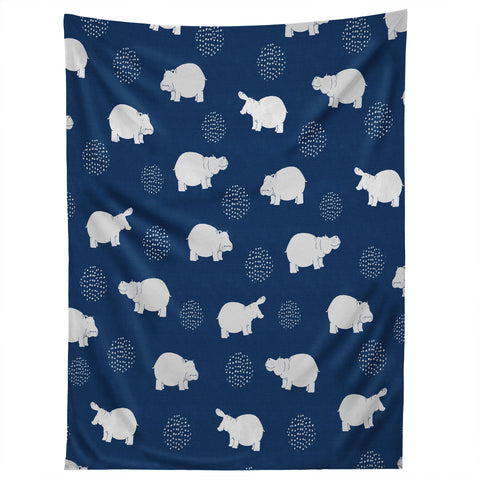 Kangarui Happy Hippo Blue Tapestry