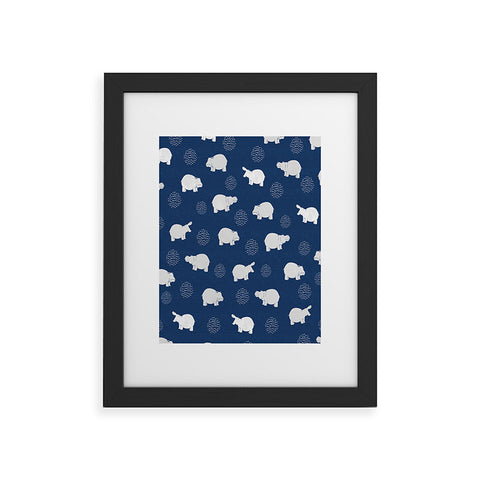 Kangarui Happy Hippo Blue Framed Art Print