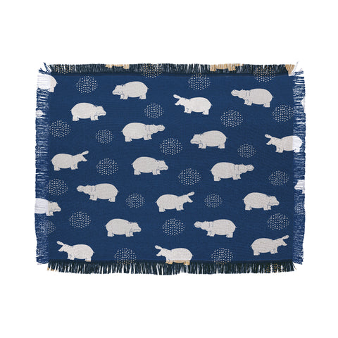 Kangarui Happy Hippo Blue Throw Blanket