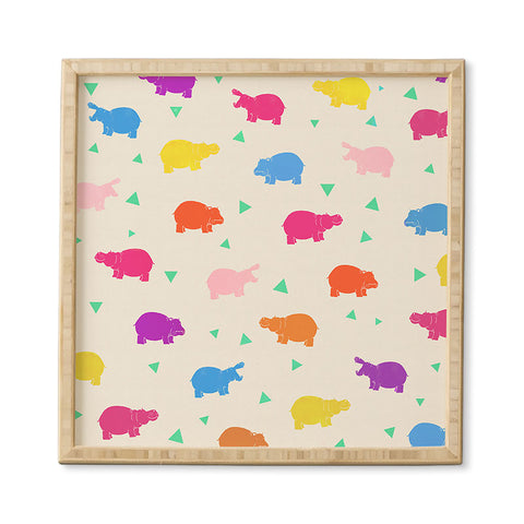 Kangarui Happy Hippo Party Framed Wall Art