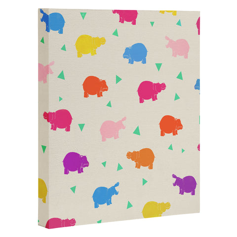 Kangarui Happy Hippo Party Art Canvas