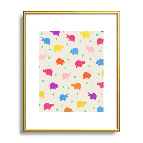 Kangarui Happy Hippo Party Metal Framed Art Print