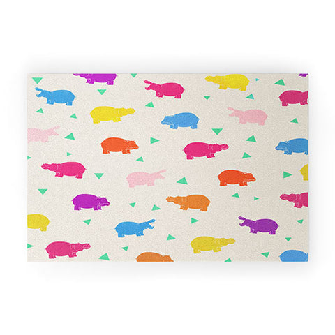 Kangarui Happy Hippo Party Welcome Mat