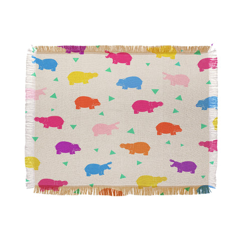 Kangarui Happy Hippo Party Throw Blanket