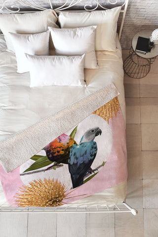 Kangarui Jolly Parrots Fleece Throw Blanket