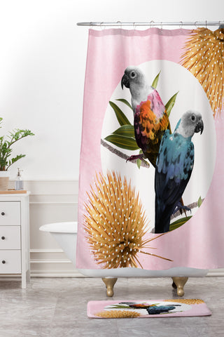 Kangarui Jolly Parrots Shower Curtain And Mat