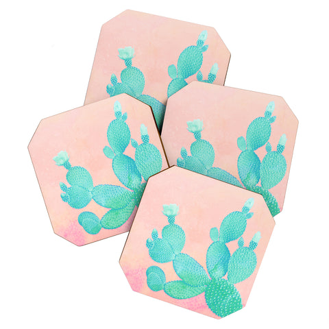 Kangarui Pastel Cactus Coaster Set