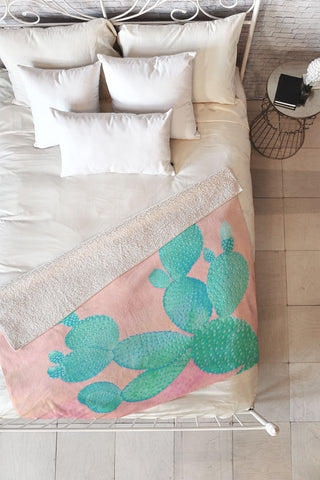 Kangarui Pastel Cactus Fleece Throw Blanket