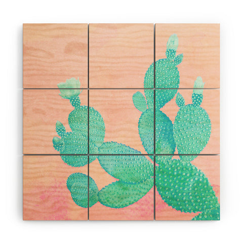 Kangarui Pastel Cactus Wood Wall Mural