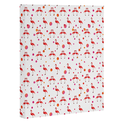 Kangarui Pink Flamingo Pattern Art Canvas