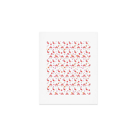 Kangarui Pink Flamingo Pattern Art Print