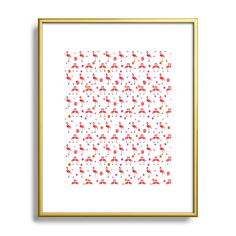 Kangarui Pink Flamingo Pattern Metal Framed Art Print