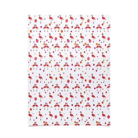 Kangarui Pink Flamingo Pattern Poster