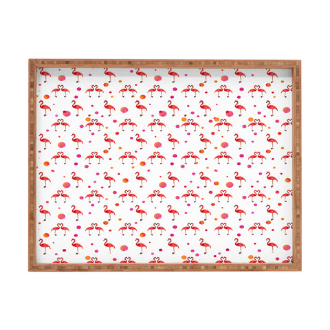 Kangarui Pink Flamingo Pattern Rectangular Tray