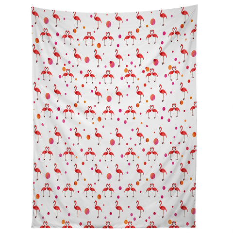 Kangarui Pink Flamingo Pattern Tapestry