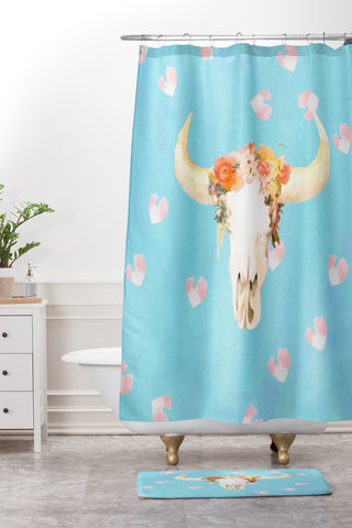Kangarui Romantic Boho Buffalo II Shower Curtain And Mat