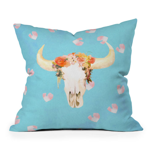 Kangarui Romantic Boho Buffalo II Throw Pillow