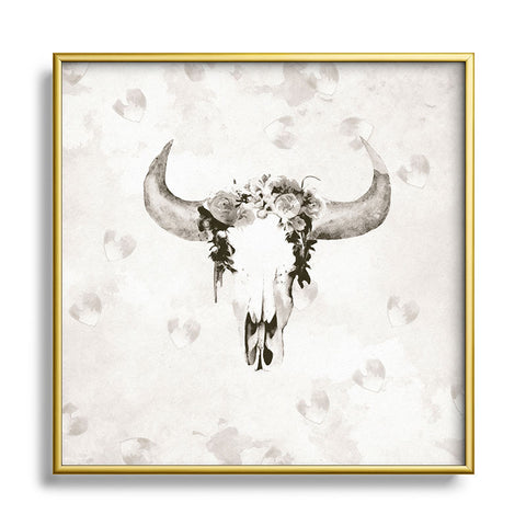 Kangarui Romantic Boho Buffalo III Metal Square Framed Art Print