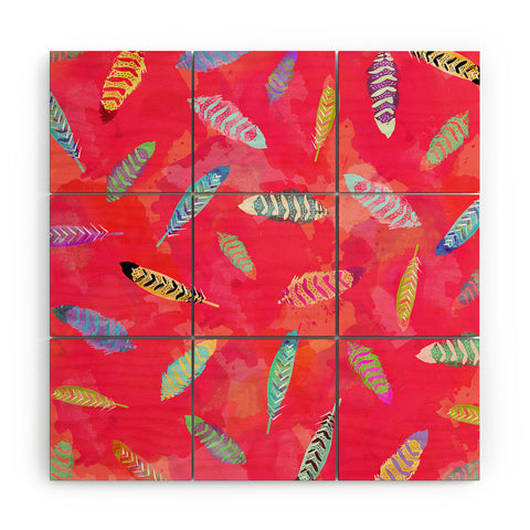 Kangarui Sunset Feathers Wood Wall Mural