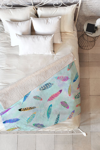 Kangarui Swimming Feathers Fleece Throw Blanket