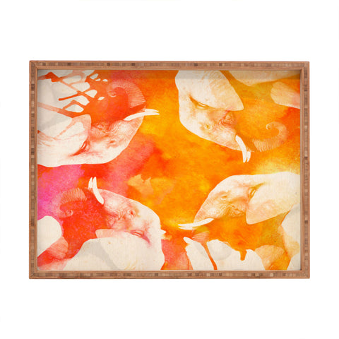 Kangarui Watercolor Elephant Rectangular Tray