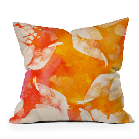Kangarui Watercolor Elephant Throw Pillow