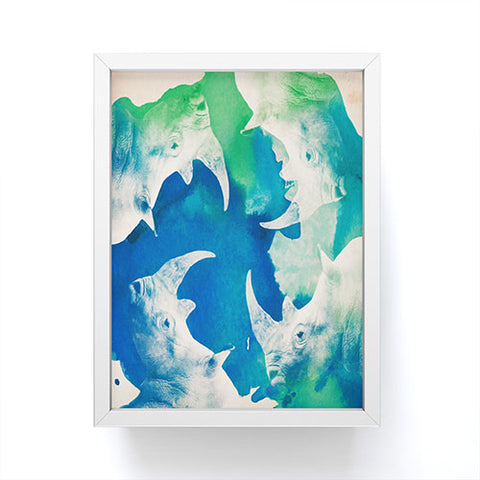 Kangarui Watercolor Rhino Framed Mini Art Print
