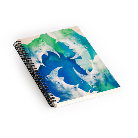Kangarui Watercolor Rhino Spiral Notebook