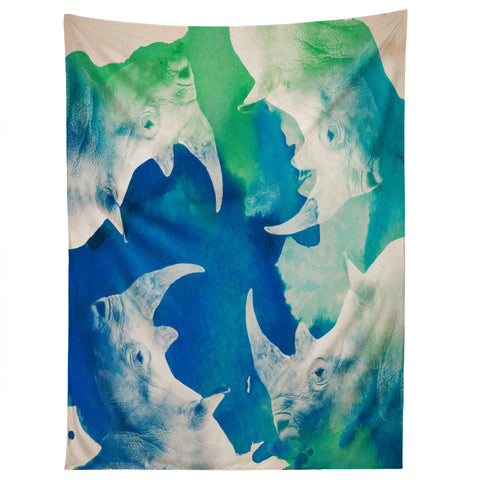 Kangarui Watercolor Rhino Tapestry