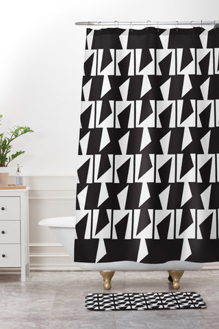Karen Harris Bravo Black And White Shower Curtain And Mat