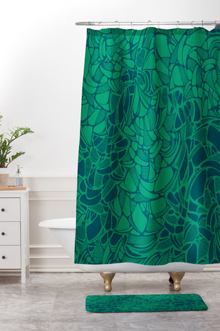 Karen Harris Carillon Peacock Emerald Shower Curtain And Mat