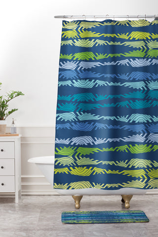 Karen Harris Poppycock Waves Shower Curtain And Mat