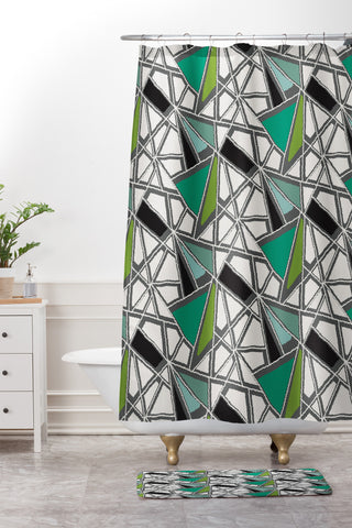 Karen Harris Shattered In Rainforest Shower Curtain And Mat