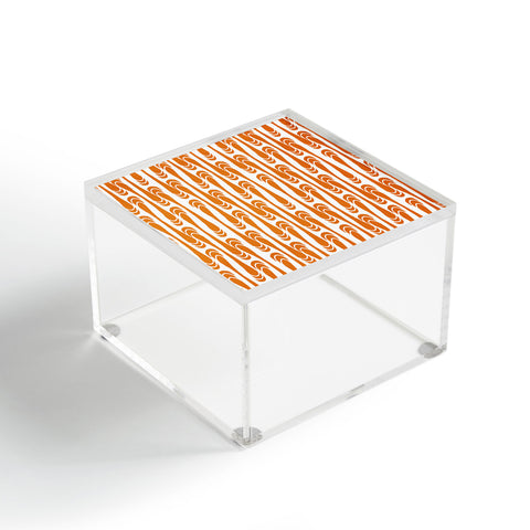 Karen Harris Teardrops Orange On White Acrylic Box
