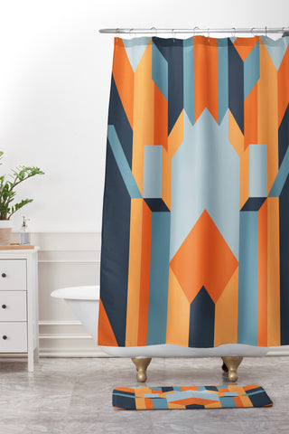 Kei Orange Terrace Shower Curtain And Mat