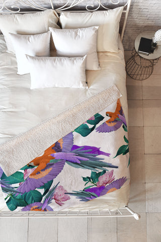 Kei Parrot Paradise II Fleece Throw Blanket