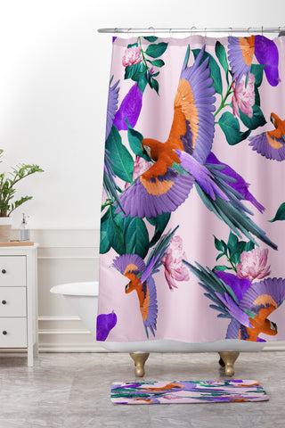Kei Parrot Paradise Shower Curtain And Mat