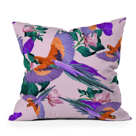 Kei Parrot Paradise Throw Pillow