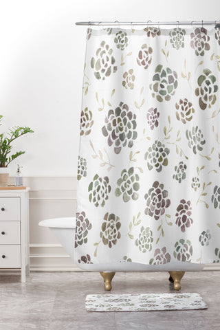 Kelli Murray Succulents 2 Shower Curtain And Mat