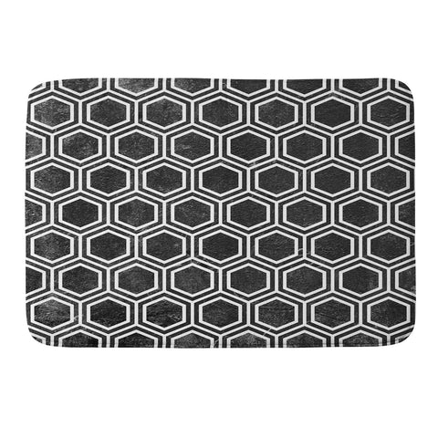 Kelly Haines Black Concrete Hexagons Memory Foam Bath Mat